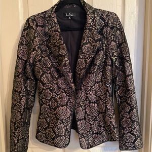 Lulu's Black and Gold Floral Blazer